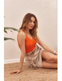 Knitted top with an orange V-neck MP32853 - Online store - Boutique